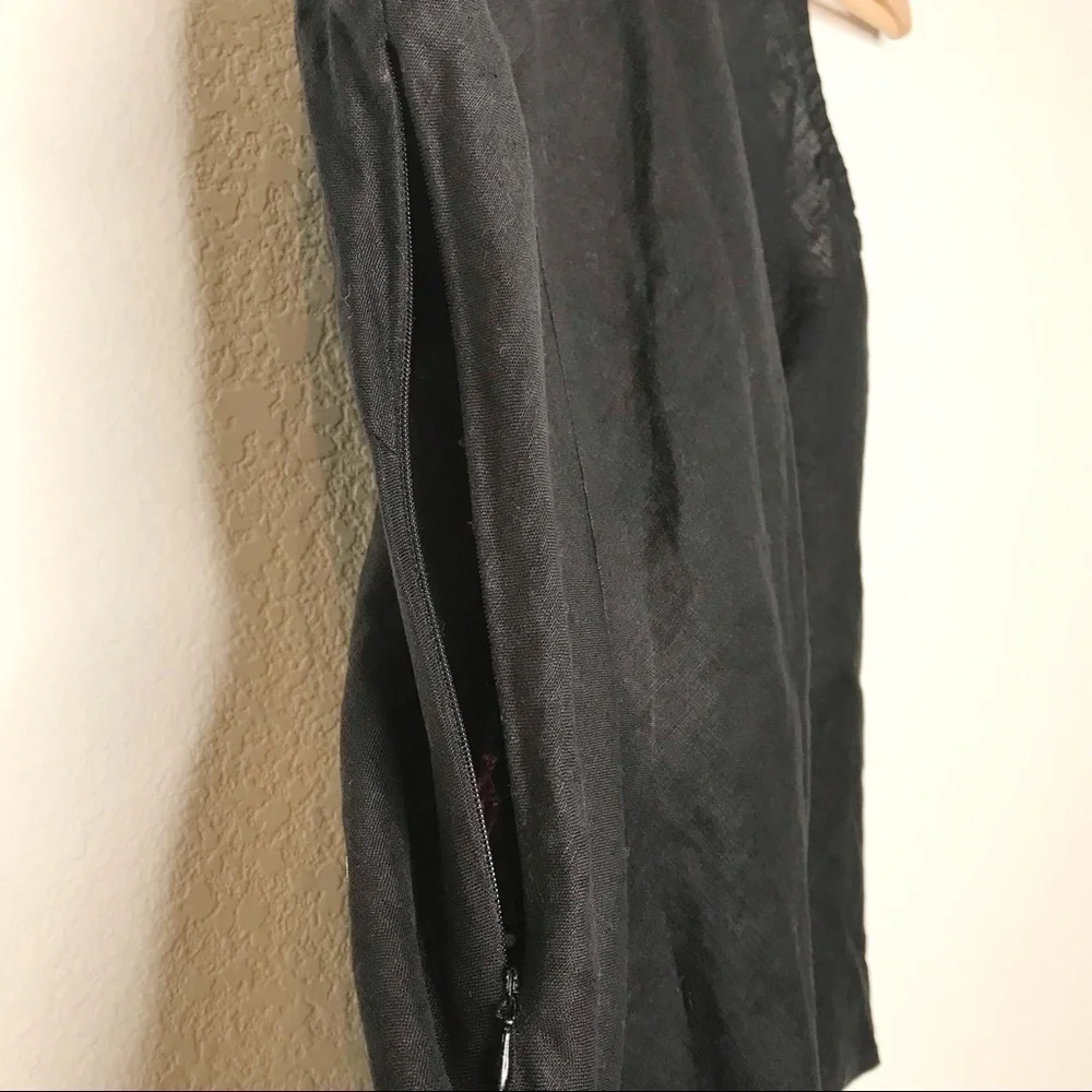 Edward black sleeveless linen floral top medium - Picture 6 of 12